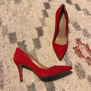 Classic Red Suede Pumps